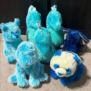 Plush Toy Collection in Blue and Teal
